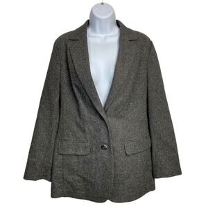 J.Jill Blazer Jacket Knit Wool Viscose Stretch Oversize Gray NEW NWOT XS